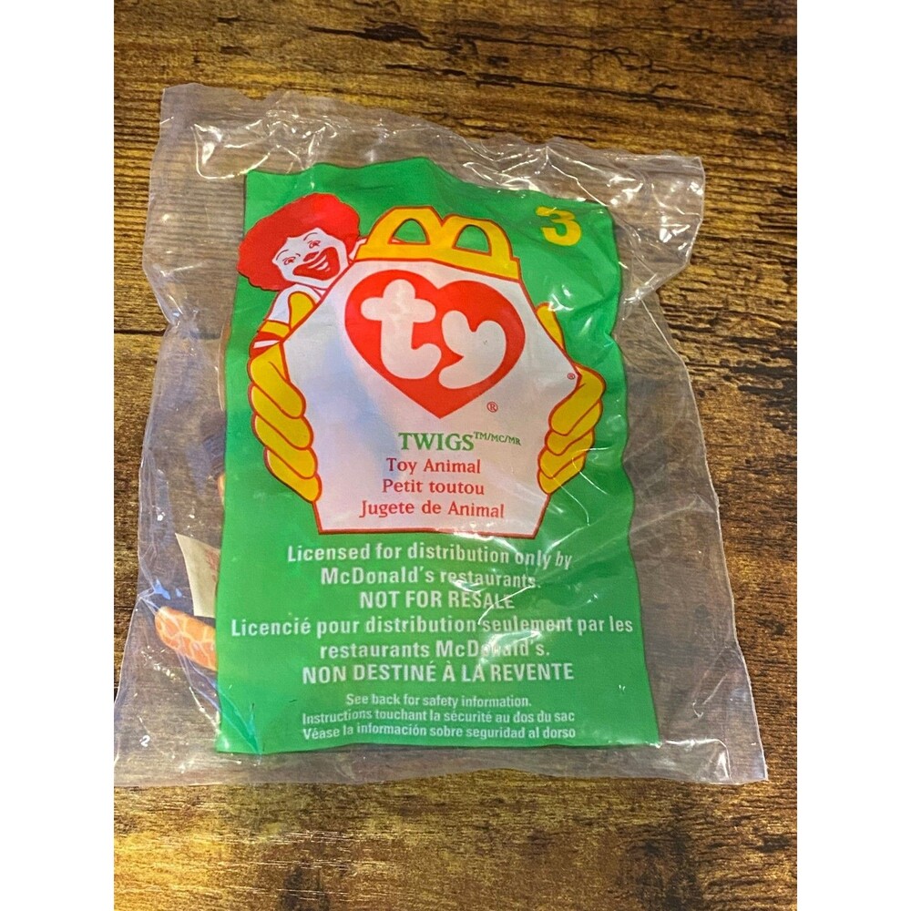 McDonald's Happy Meal Mini Ty Beanie Baby 1998 - Twigs the Giraffe, Sealed Bag